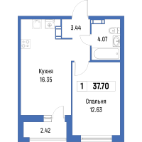 2 ккв (Евро) № 329 Корп.: 4 , Секция 2  в ЖК Урбанист