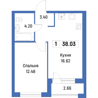 2 ккв (Евро) № 224 Корп.: 4 , Секция 2  в ЖК Урбанист