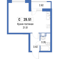 Студия № 409 Корп.: 4 , Секция 2  в ЖК Урбанист