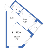 1 ккв № 502 Корп.: 4 , Секция 3  в ЖК Урбанист