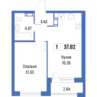2 ккв (Евро) № 241 Корп.: 4 , Секция 2  в ЖК Урбанист