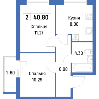 2 ккв № 5 Корп.: 4 , Секция 1  в ЖК Урбанист