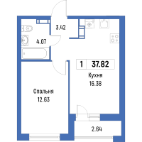 2 ккв (Евро) № 292 Корп.: 4 , Секция 2  в ЖК Урбанист