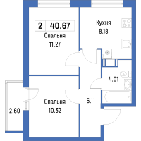 2 ккв № 19 Корп.: 4 , Секция 1  в ЖК Урбанист