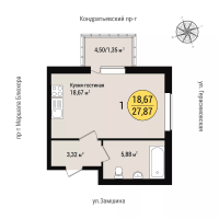 Студия № 335 Корп.: 1 , Секция 3  в ЖК Уют