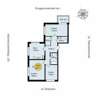 3 ккв № 141 Корп.: 1 , Секция 1  в ЖК Уют