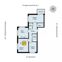 3 ккв № 131 Корп.: 1 , Секция 1  в ЖК Уют
