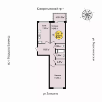 2 ккв № 144 Корп.: 1 , Секция 1  в ЖК Уют