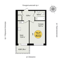 1 ккв № 132 Корп.: 1 , Секция 1  в ЖК Уют