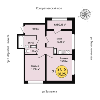 2 ккв № 394 Корп.: 1 , Секция 3  в ЖК Уют