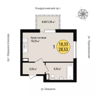 Студия № 355 Корп.: 1 , Секция 3  в ЖК Уют