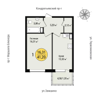 1 ккв № 143 Корп.: 1 , Секция 1  в ЖК Уют