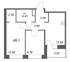 2 ккв № 245 Корп.: У7 , Секция С1  в ЖК Уютный