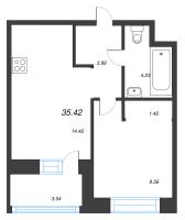 1 ккв № 436 Корп.: У6 , Секция А1  в ЖК Уютный