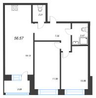 3 ккв (Евро) № 160 Корп.: У6 , Секция С  в ЖК Уютный