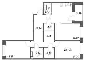 3 ккв № 225 Корп.: У7 , Секция D  в ЖК Уютный