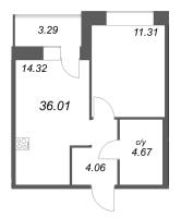 1 ккв № 430 Корп.: У7 , Секция А1  в ЖК Уютный