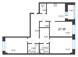 3 ккв № 221 Корп.: У6 , Секция D  в ЖК Уютный