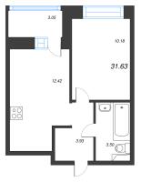 1 ккв № 442 Корп.: У6 , Секция А1  в ЖК Уютный