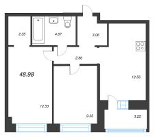 2 ккв № 357 Корп.: У6 , Секция В1  в ЖК Уютный
