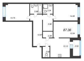 3 ккв № 253 Корп.: У6 , Секция D1  в ЖК Уютный