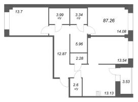 3 ккв № 224 Корп.: У7 , Секция D  в ЖК Уютный