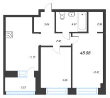 2 ккв № 428 Корп.: У6 , Секция А1  в ЖК Уютный