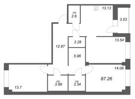 3 ккв № 256 Корп.: У7 , Секция D1  в ЖК Уютный