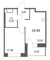1 ккв № 341 Корп.: У7 , Секция А1  в ЖК Уютный