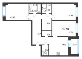3 ккв № 240 Корп.: У6 , Секция D  в ЖК Уютный