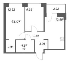 2 ккв № 161 Корп.: У7 , Секция С  в ЖК Уютный