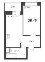 1 ккв № 396 Корп.: У4 , Секция В1  в ЖК Уютный