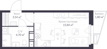 Студия № 5.55 Корп.: 5 , Секция 5  в ЖК VEREN NORT сертолово