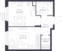 1 ккв № 6.4 Корп.: 6 , Секция 6  в ЖК VEREN NORT сертолово