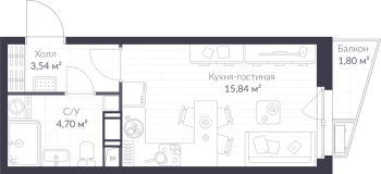 Студия № 5.111 Корп.: 5 , Секция 5  в ЖК ВЕРЕН НОРТ сертолово