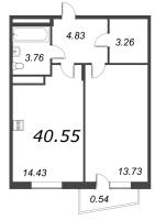 2 ккв (Евро) № 3.37 Корп.: 3 , Секция 1  в ЖК VEREN NORT сертолово