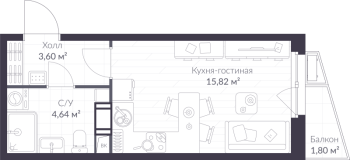 Студия № 9.111 Корп.: 9 , Секция 9  в ЖК ВЕРЕН НОРТ сертолово