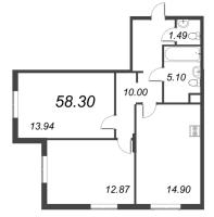 3 ккв (Евро) № 1.3 Корп.: 1 , Секция 1  в ЖК VEREN NORT сертолово