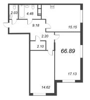 3 ккв (Евро) № 3.6 Корп.: 3 , Секция 1  в ЖК VEREN NORT сертолово
