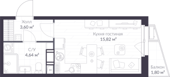 Студия № 9.83 Корп.: 9 , Секция 9  в ЖК VEREN NORT сертолово