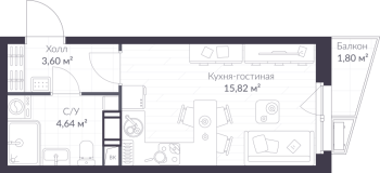 Студия № 9.97 Корп.: 9 , Секция 9  в ЖК VEREN NORT сертолово