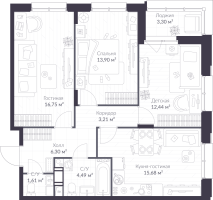 4 ккв (Евро) № 7.127 Корп.: 7 , Секция 7  в ЖК VEREN NORT сертолово