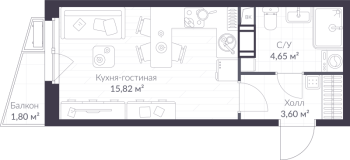 Студия № 9.76 Корп.: 9 , Секция 9  в ЖК VEREN NORT сертолово