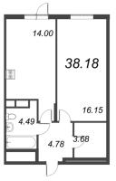 2 ккв (Евро) № 1.35 Корп.: 1 , Секция 1  в ЖК VEREN NORT сертолово