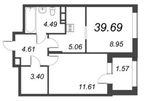 2 ккв (Евро) № 2.63 Корп.: 2 , Секция 1  в ЖК ВЕРЕН НОРТ сертолово