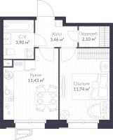 1 ккв № 5.18 Корп.: 5 , Секция 5  в ЖК VEREN NORT сертолово