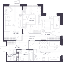 4 ккв (Евро) № 7.36 Корп.: 7 , Секция 7  в ЖК VEREN NORT сертолово