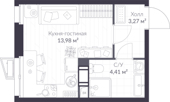 Студия № 8.4 Корп.: 8 , Секция 8  в ЖК VEREN NORT сертолово