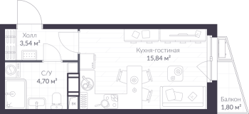 Студия № 5.97 Корп.: 5 , Секция 5  в ЖК ВЕРЕН НОРТ сертолово