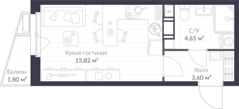 Студия № 9.104 Корп.: 9 , Секция 9  в ЖК ВЕРЕН НОРТ сертолово
